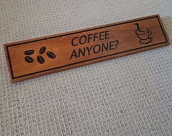 Charming Rustic Timber Sign "Coffee Anyone?" with Coffee Cup & Beans – Perfect Home Decor for Coffee Lovers Clearance item made in Australia