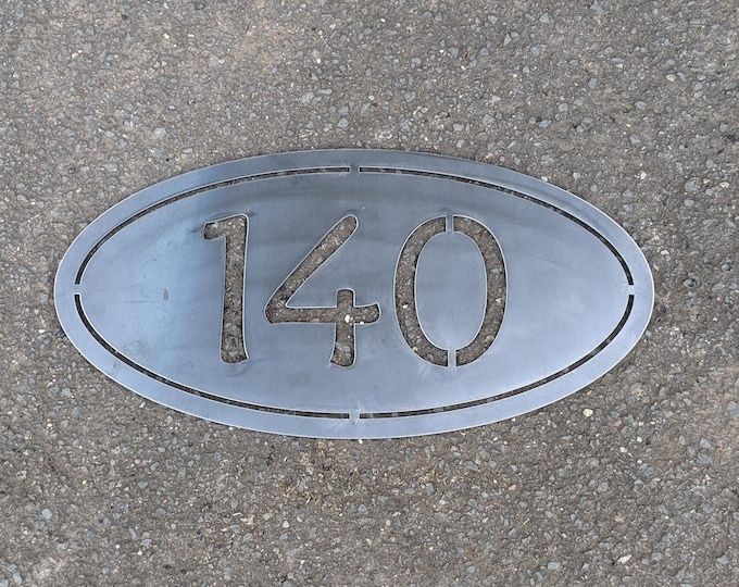 Custom Oval Corten Steel house number Sign 30x60cm - Rust Finish - Modern Outdoor Decor for Homes or Businesses - Personalised Gift Idea