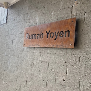 Rusted Corten steel house 20 x 40cm address sign made with your wording. Great for your home/business/gift idea birthday present, Discount