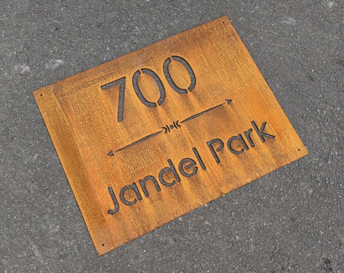 Metal property house sign 70 x 90cm made form Corten steel Great Christmas gift, business sign, driveway sign, farm sign, housewarming gift
