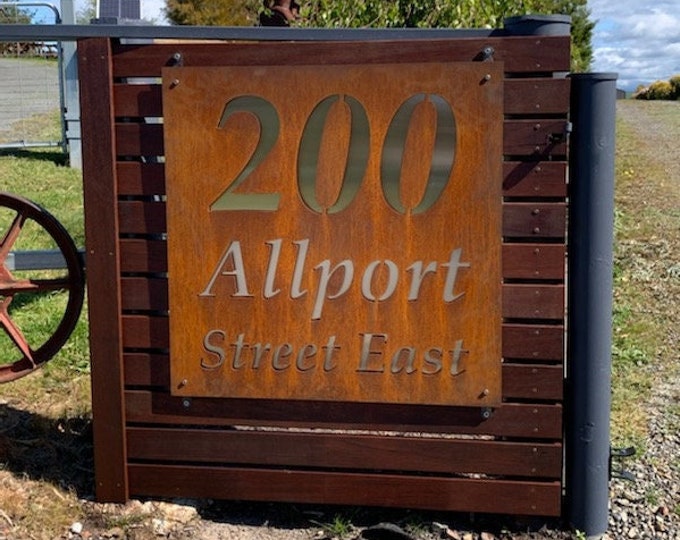 Large Custom property sign 900 x 900mm Made of Rusted metal Corten steel, have your own personalised property / business sign made