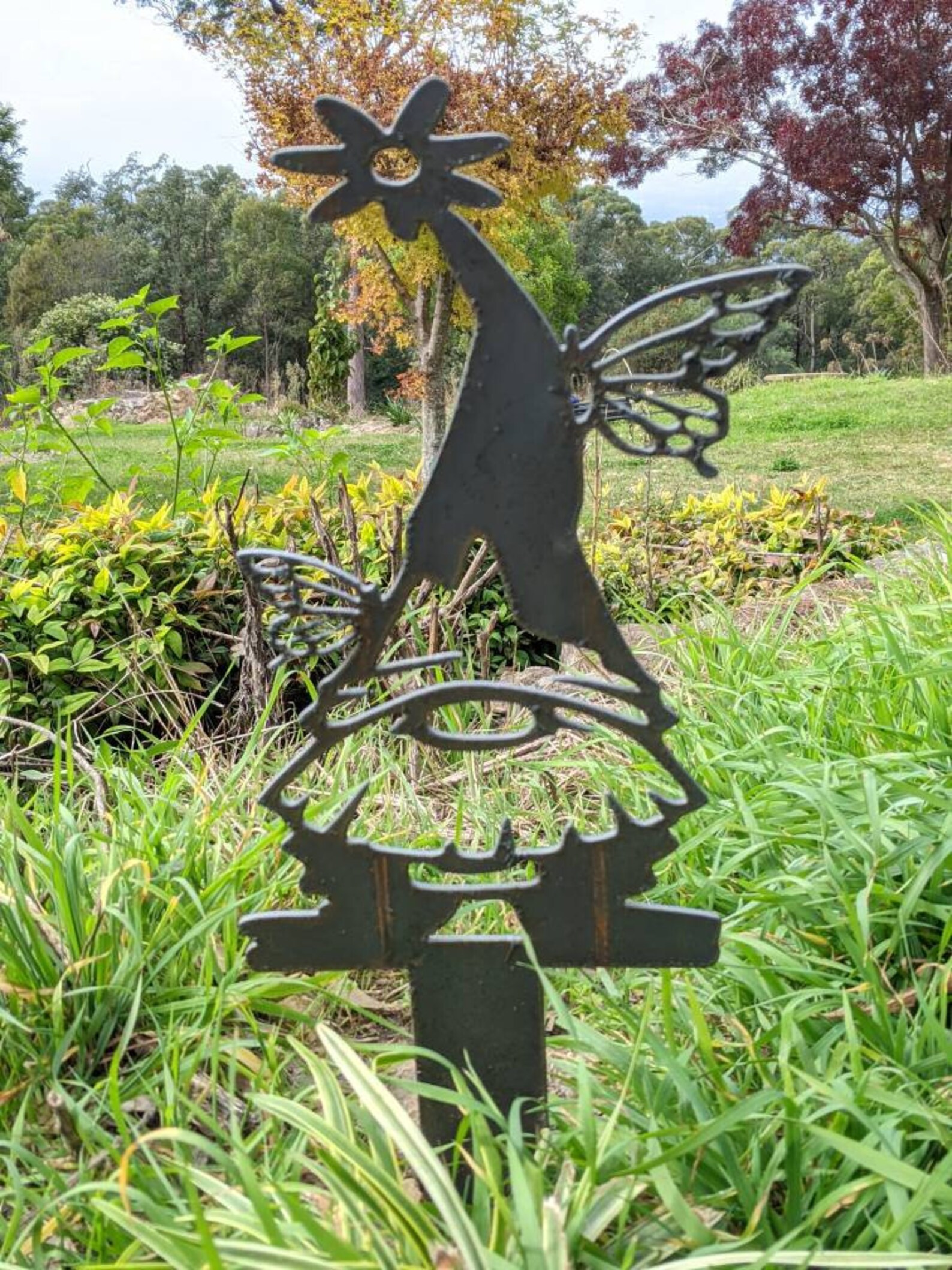 Metal garden gnomes flower bed art made from rustic corten Etsy