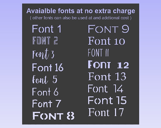 FONT of YOUR CHOICE. This listing is an optional extra to use a font of your choice that is not one of my standard fonts.