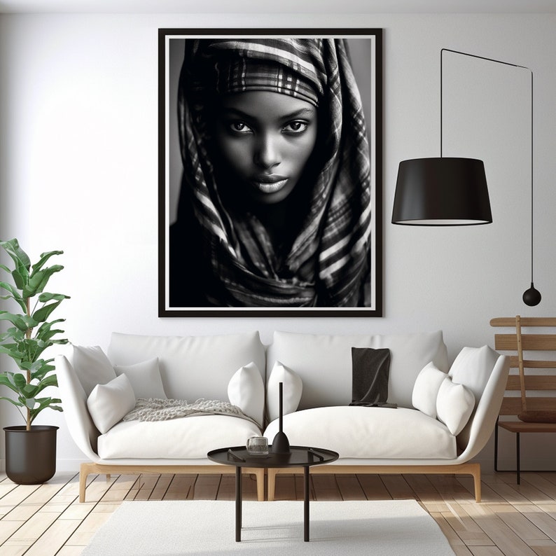 Ethiopian Home Decor Art, African Woman Art, Printable JPG Image