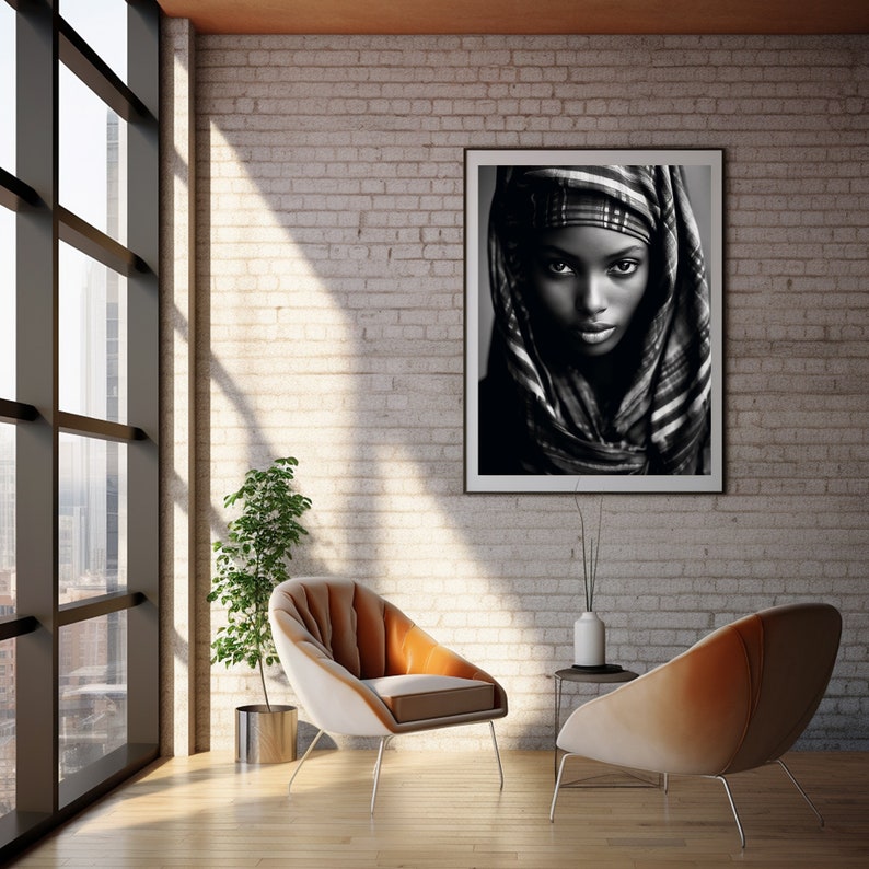 Ethiopian Home Decor Art, African Woman Art, Printable JPG Image