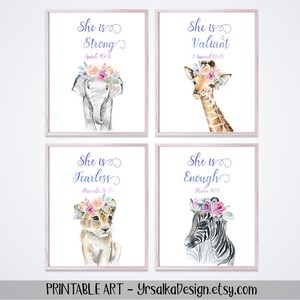 Animal bible nursery Purple farm animals nursery wall art Sister room decor 8x10 11x14 Instant download Twin girl nursery decor