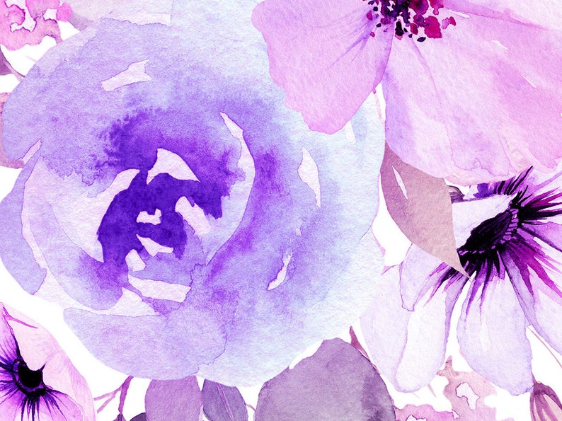 Set 3 Purple Floral Art Print Set for Nursery Printable Lilac Etsy