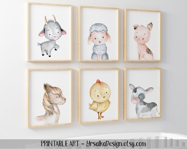 Farm Animal Decor for Girl Room Farm Nursery Decor PRINTABLE Etsy