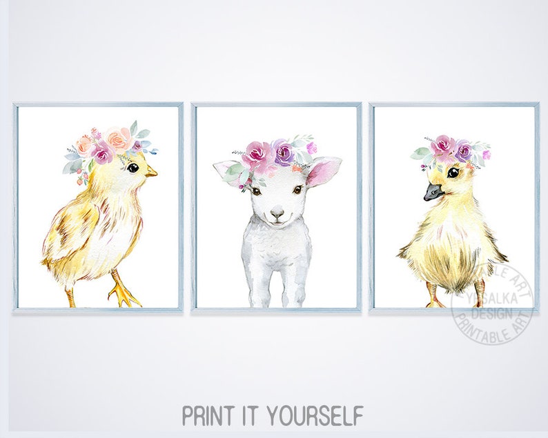 Farm Animal Decor for Girl Room Farm Nursery Decor PRINTABLE Etsy