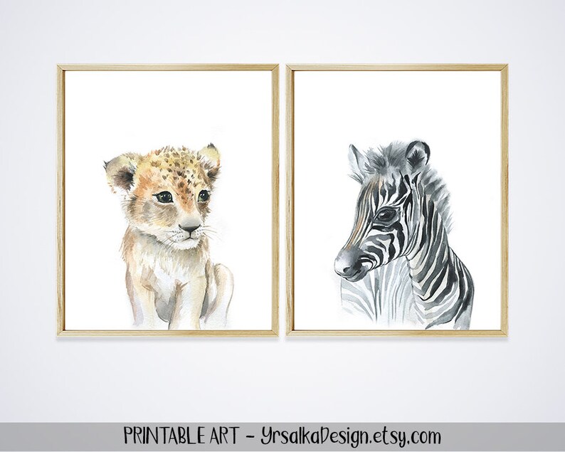 Baby Animal Nursery Wall Art Safari Animal Prints Printable Etsy