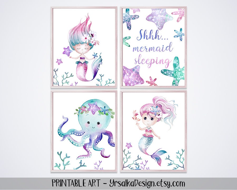 Nautical Girl Nursery Decor Sea Stars Wall Art Printable Etsy