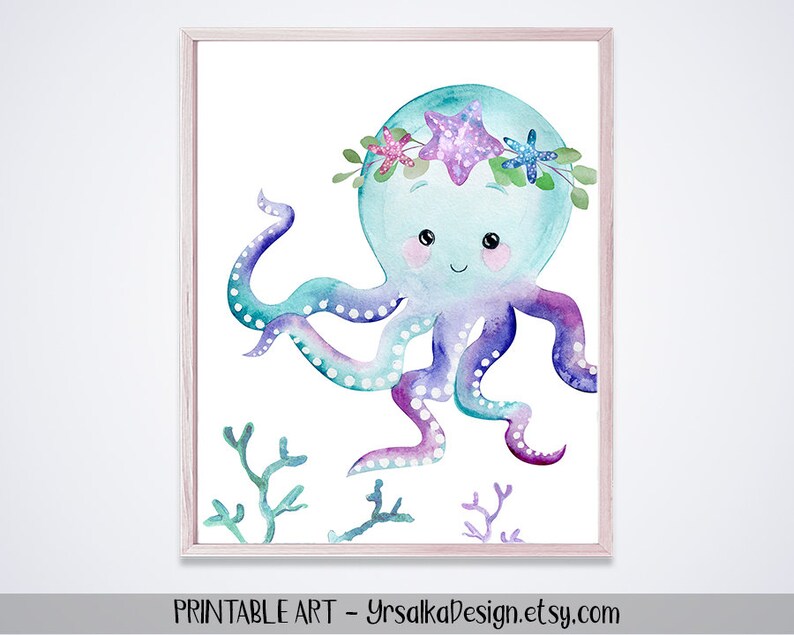 Mermaid Nursery Decor Under The Sea Girl Room Wall Art Etsy