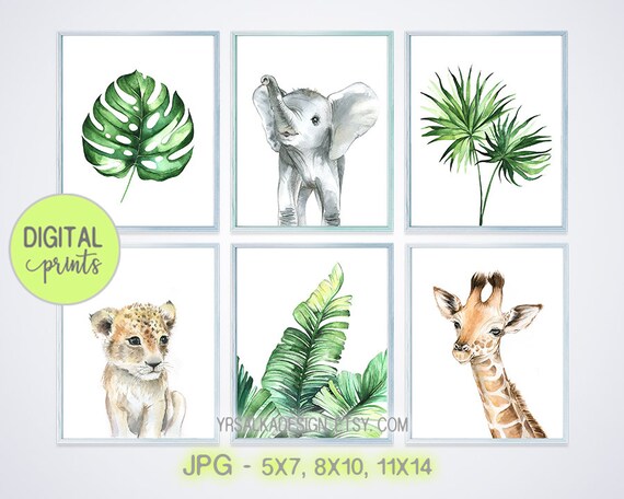 safari tropical nursery wall prints
