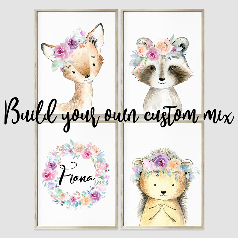 Wild Woodland Animals Nursery Prints for Boho Girl Room Etsy