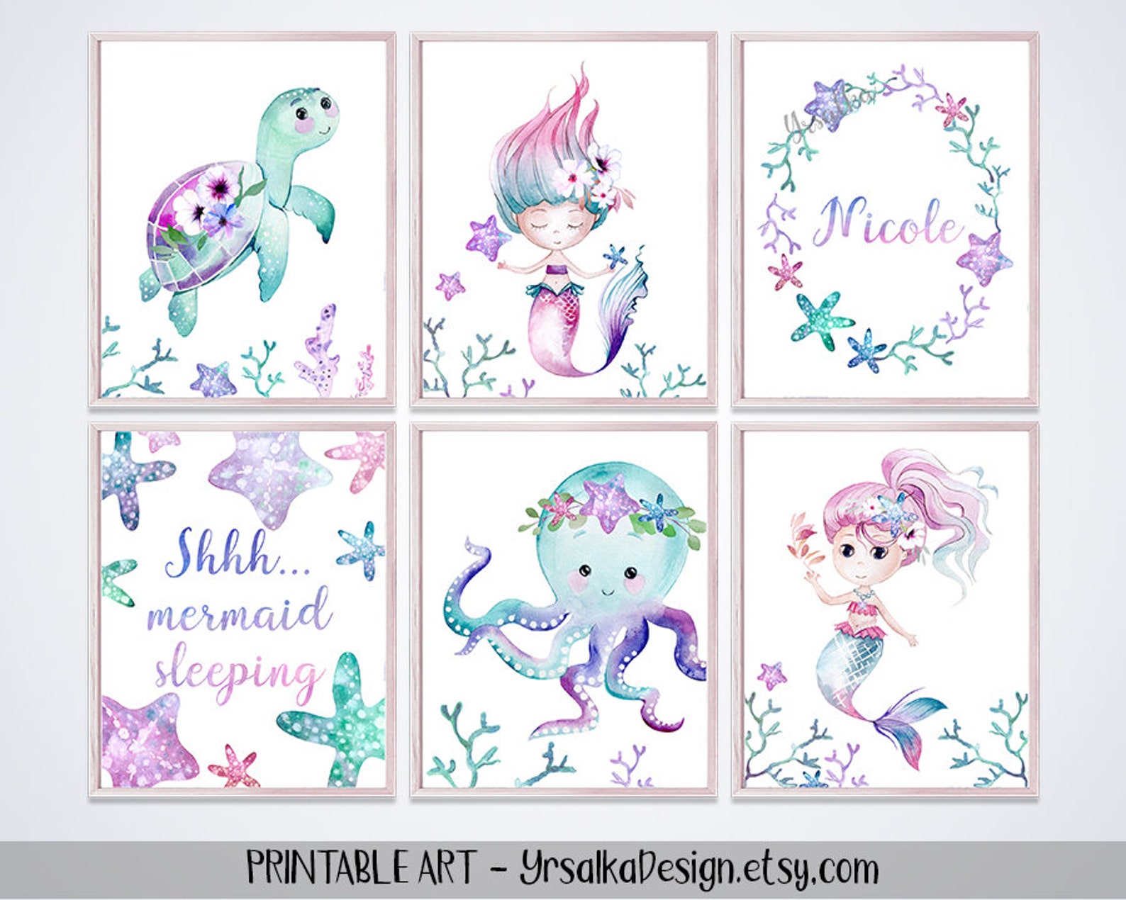 Ocean Nursery Decor Girl Nautical Art Personalized Baby Girl Etsy