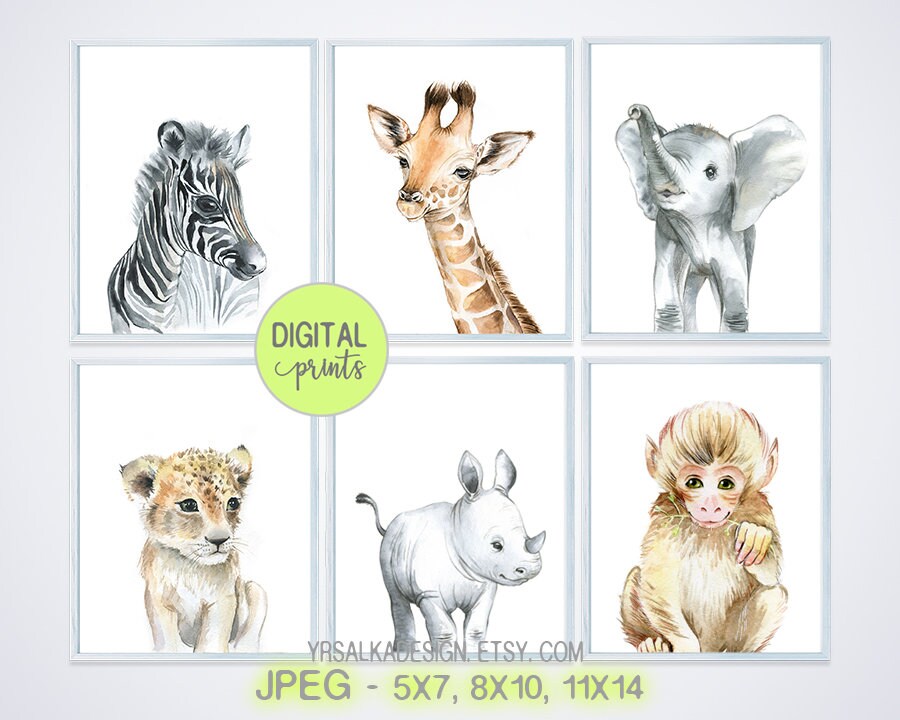 Baby animal wall art Prints for nursery Baby boy room Etsy