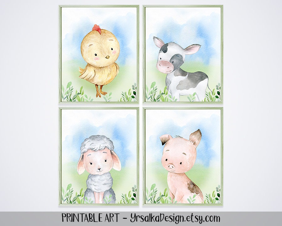 Printable Nursery Wall Art Set of 4 Farm Nursery Decor Farm | Etsy