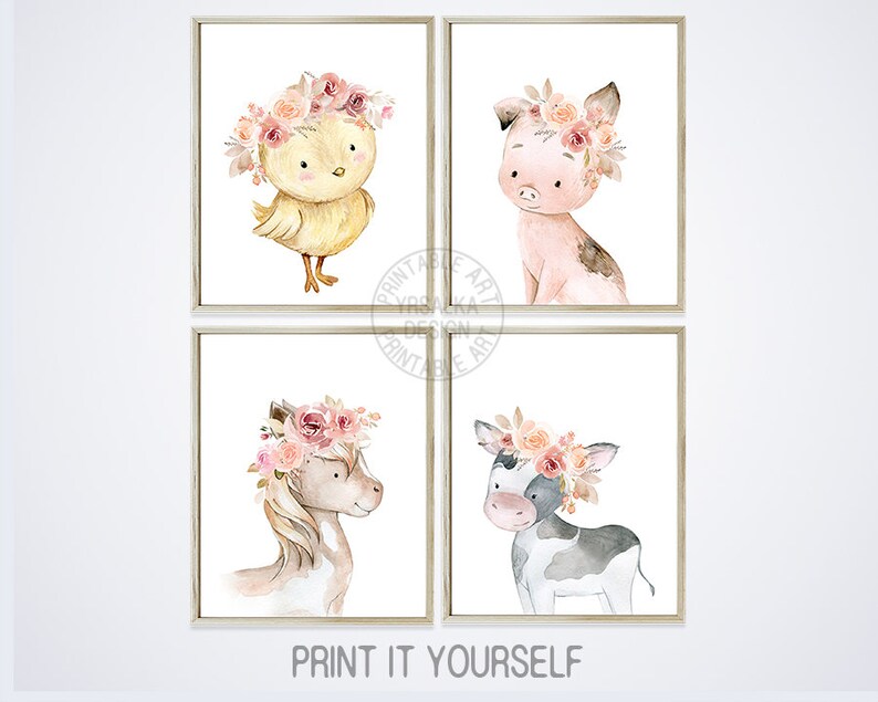 Farm Animal Decor for Girl Room Farm Nursery Decor PRINTABLE Etsy