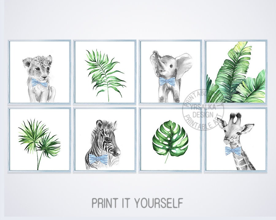 Black White Baby Safari Animal Prints Boy Nursery Bow Ties Boy Etsy