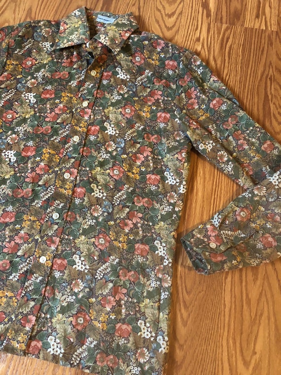 Botanical Spring Bloom Print Polyester Button-Up … - image 6