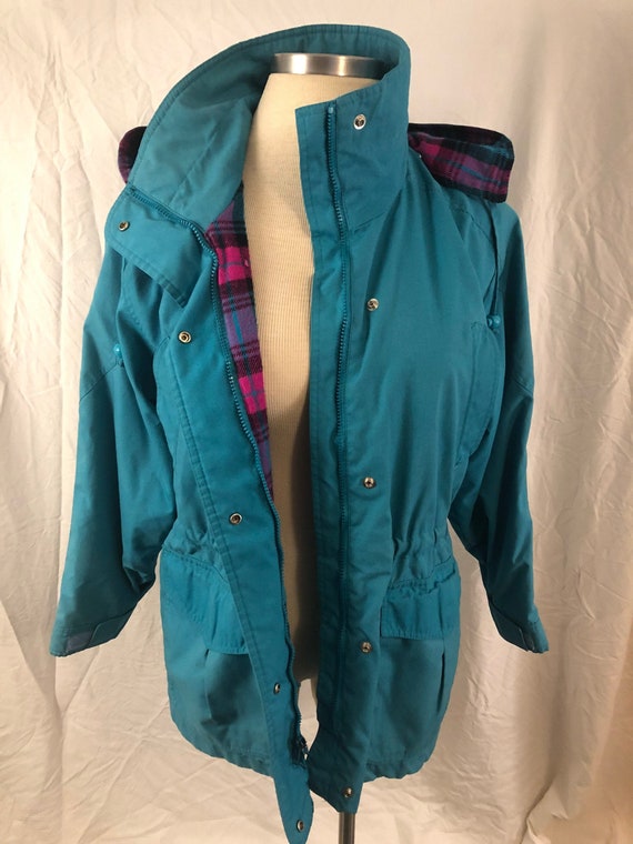 Vintage Pink Flannel-Lined Hooded Hiking Jacket ||