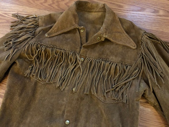 Vintage Leather Cowboy Shirt with Amazing Fringe … - image 3