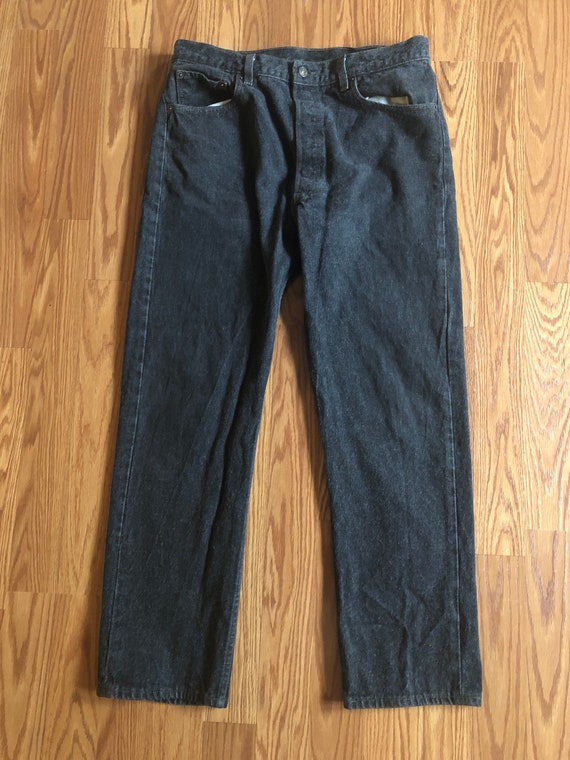 1980s Chalkboard Black Levis 501 Button Fly Jeans… - image 1