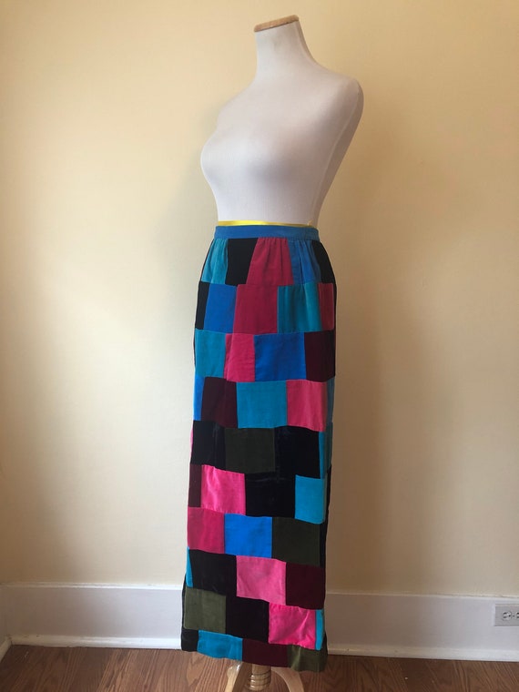 Vintage Hippie Patchwork Velvet Skirt || XXS or X… - image 1