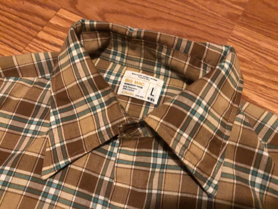 1970s Big Mac Permanent Press Plaid Work Shirt ||