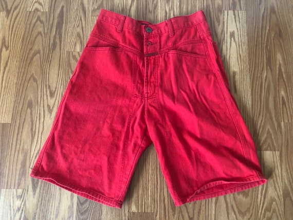 Vintage Red Denim Loose Fit Shorts || W32 || 1990… - image 1