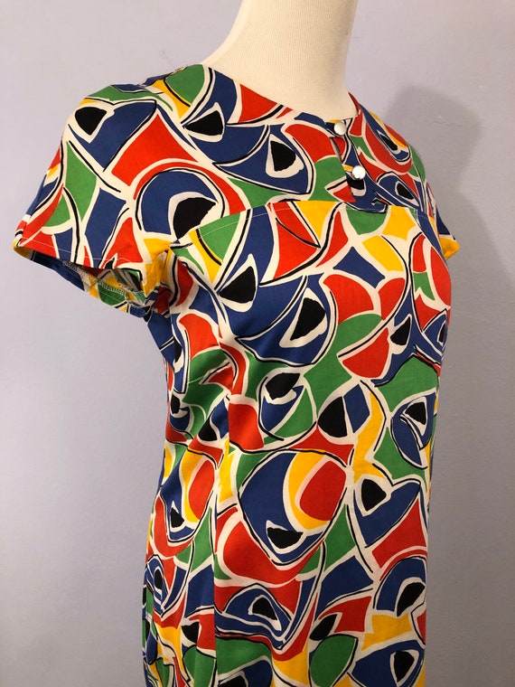 Vintage Mod Print Secretary Dress || Medium || 80… - image 2