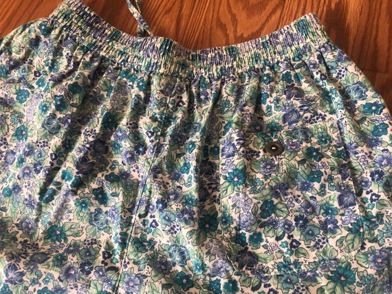 Light Floral Print Cotton Shorts || Small || 1980… - image 5