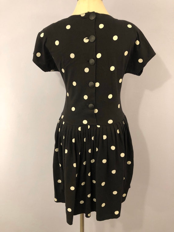 Cutest 1980s Black & White Polka Dot Dress || Vin… - image 3