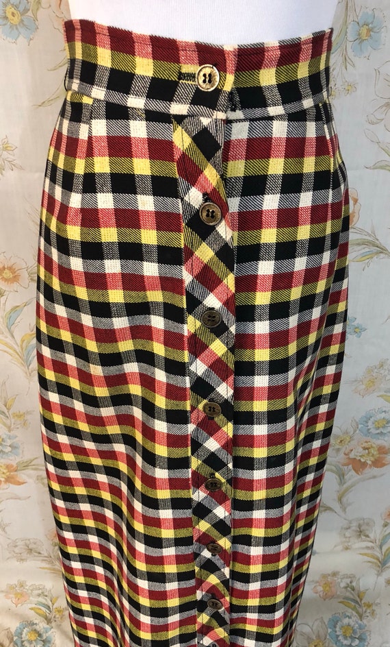 1970's Maxi Metallic Plaid Skirt || Small - image 5