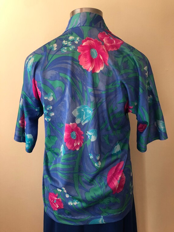 Vintage Hawaiian Summer Floral Print Kimono Top |… - image 5