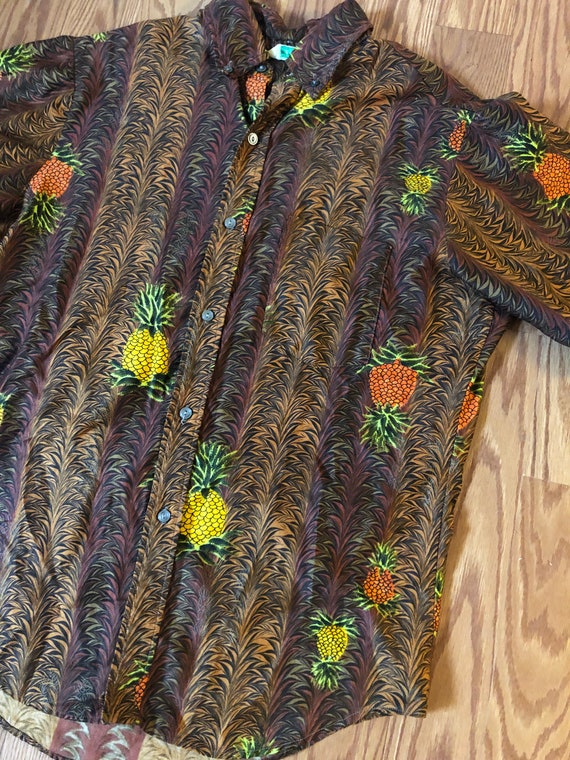 Vintage Hawaiian Shirt with Pineapples || Medium … - image 4