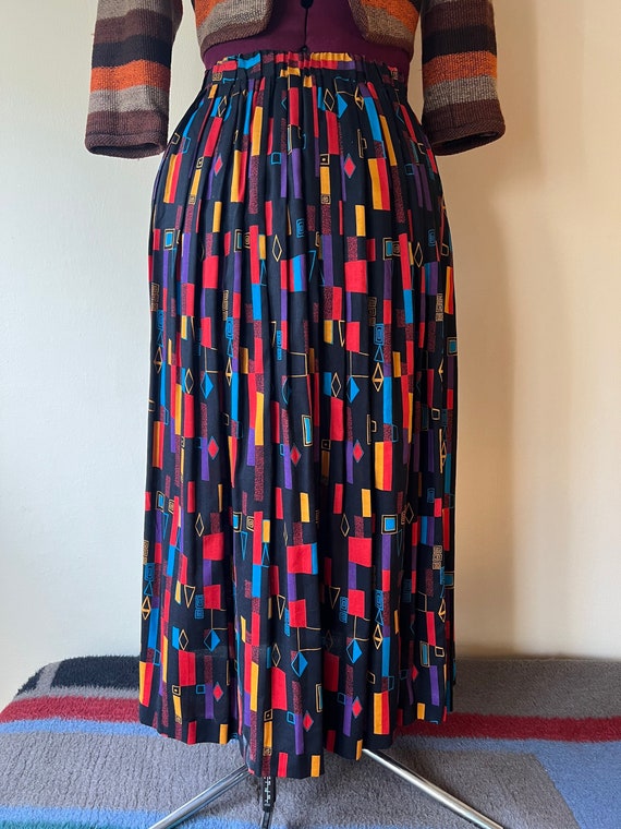 Bold Vintage Geometric Rainbow Skirt || Medium ||… - image 2