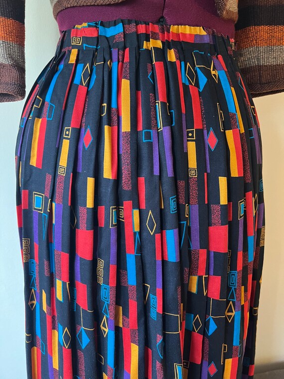 Bold Vintage Geometric Rainbow Skirt || Medium ||… - image 4