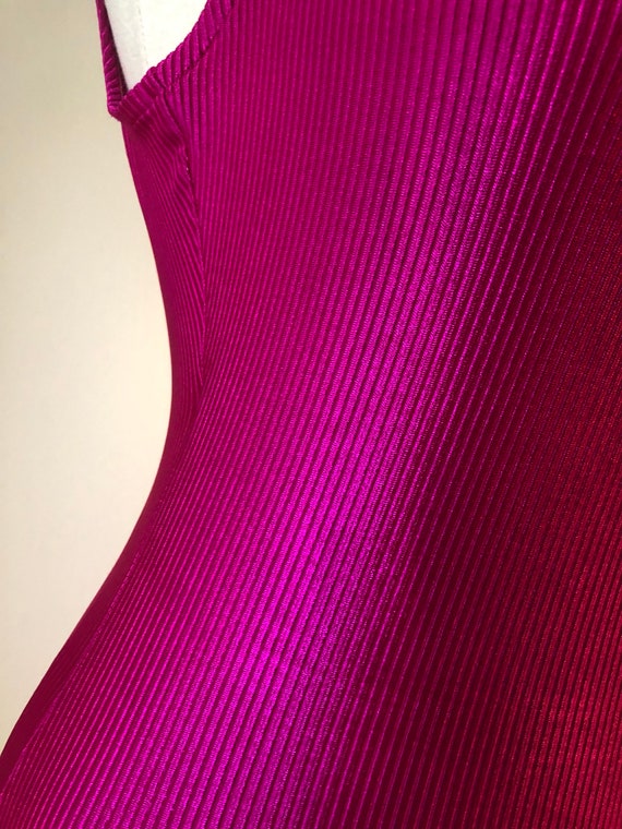 Vintage Hot Pink Ribbed One Piece Swimsuit ||  Si… - image 5