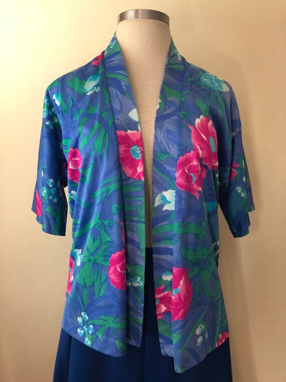 Vintage Hawaiian Summer Floral Print Kimono Top |… - image 2