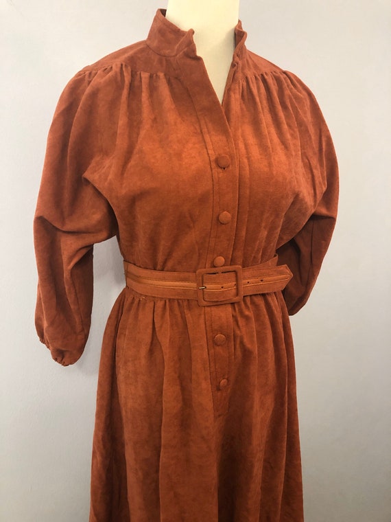 1970's Deadstock Belted Lady Carol Dress  in Faux 