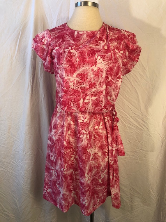 Pink and White California Pine Print Summer Dress 