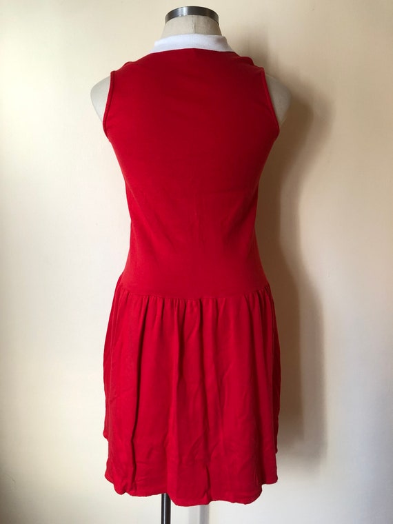 1970's Red Drop Waist Jersey Tennis Dress by CYNT… - image 2