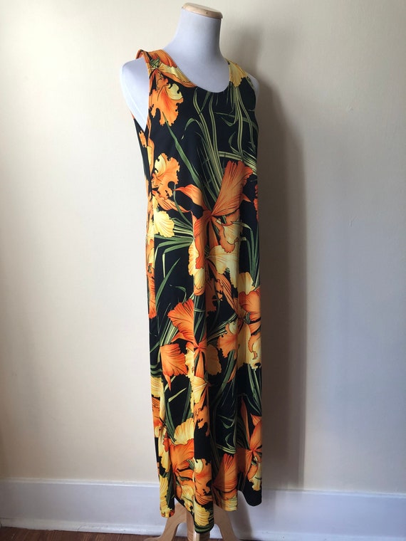 Tropical Summer Slip Dress || Small || Vintage Ha… - image 5