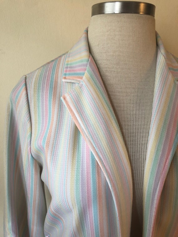 Pastel Rainbow Striped Light Coat || Size 16 - image 1