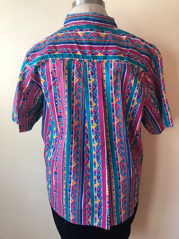 Vintage Rainbow Cotton Summer Shirt Jantzen || 2X… - image 5