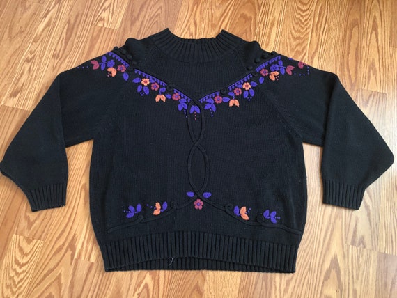 Vintage Mockneck Knit Sweater || Large || Pastel … - image 2