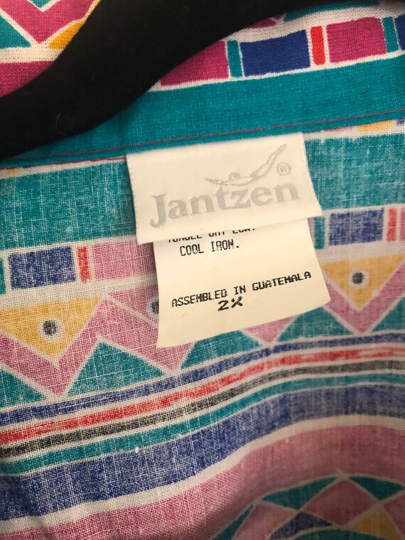 Vintage Rainbow Cotton Summer Shirt Jantzen || 2X… - image 8