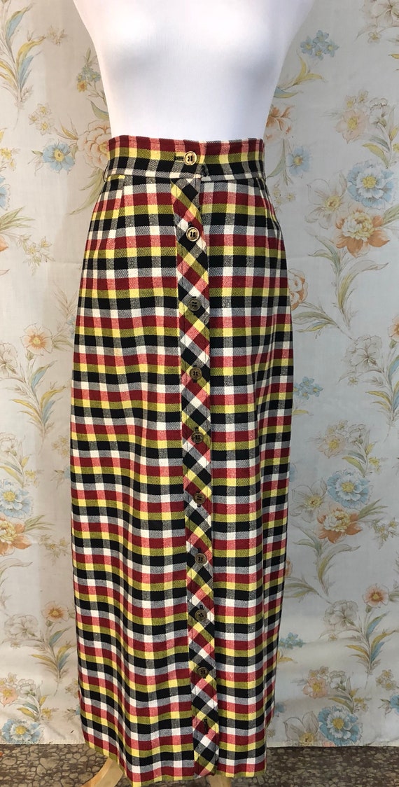 1970's Maxi Metallic Plaid Skirt || Small - image 2