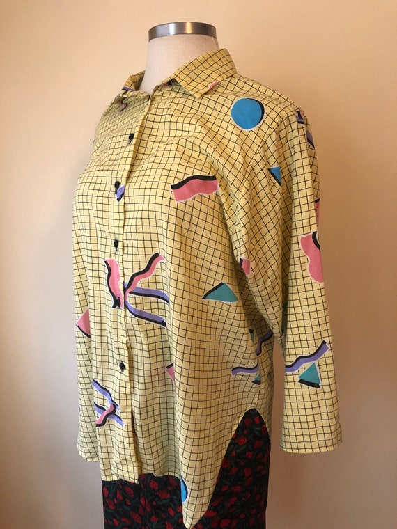1980's "Memphis Style" Button Up Shirt in 1X || Sa